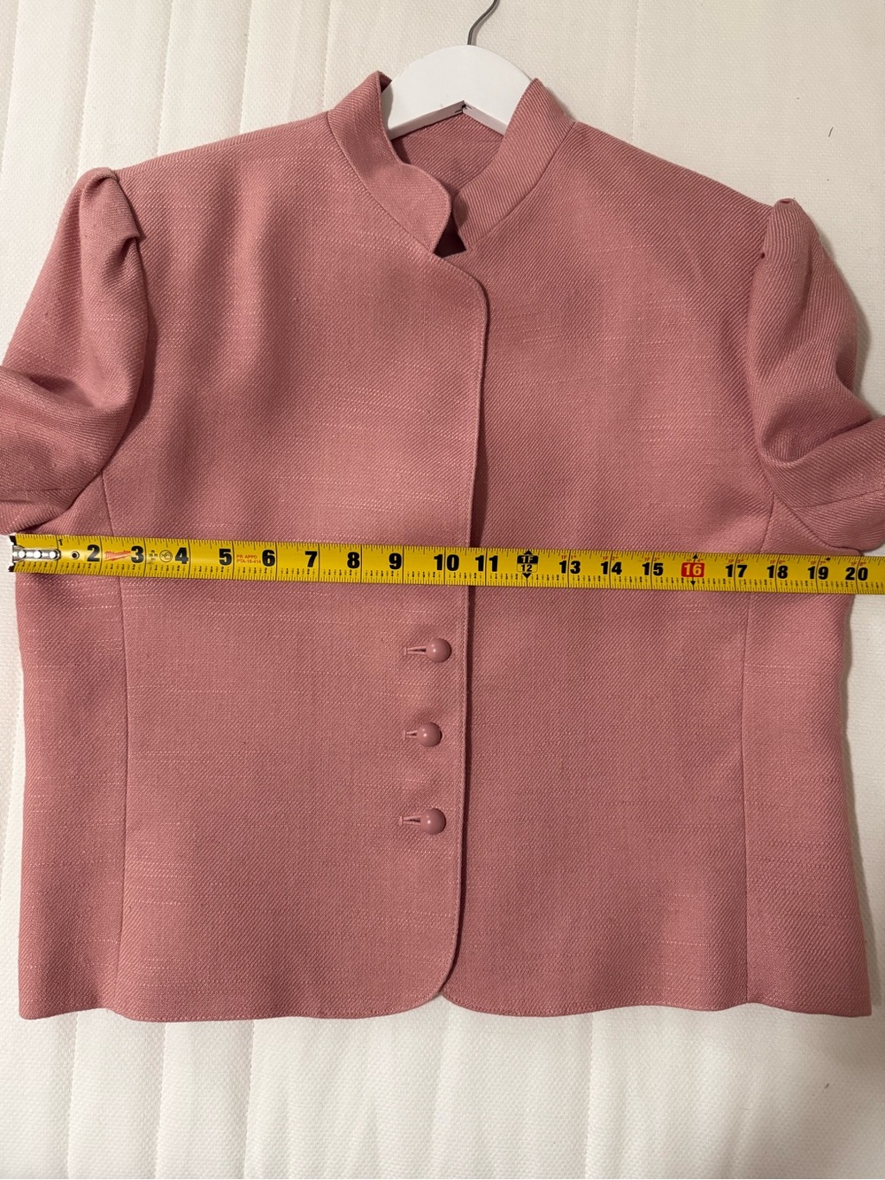 Vintage Linen Cropped Jacket Blazer Dusty Pink Structured Minimalist 90s - Picture 7 of 10
